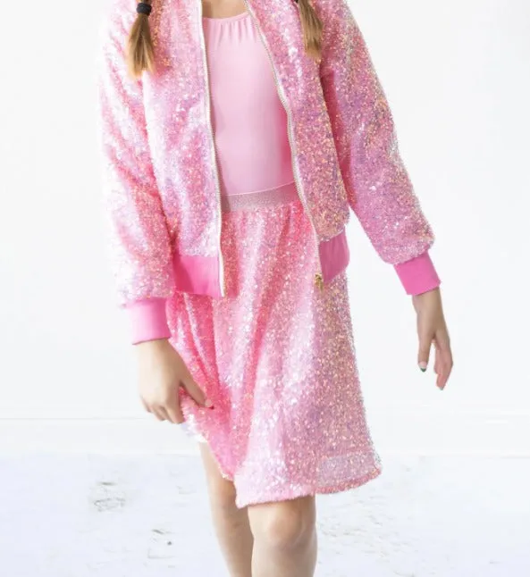 BUBBLEGUM PINK SEQUIN TWIRL SKIRT | Mila and Rose