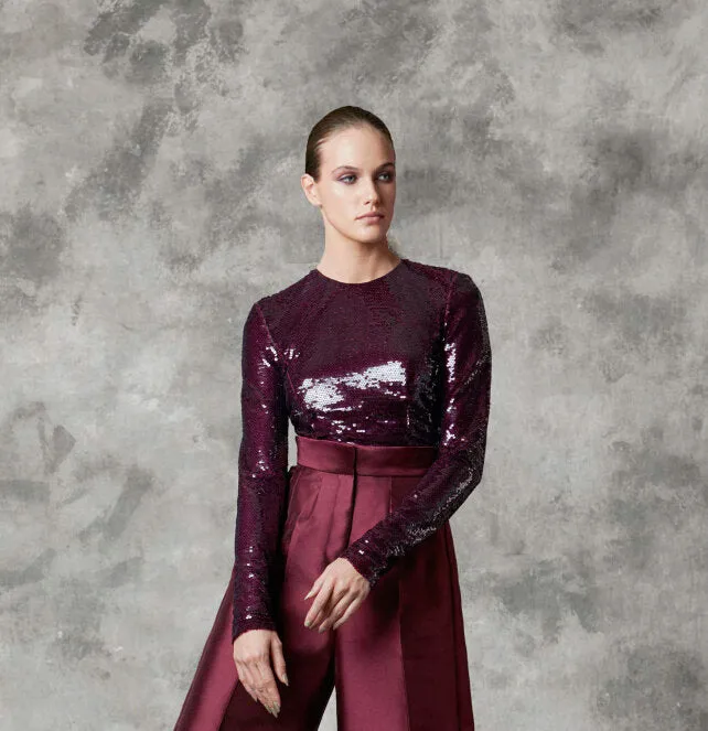 Burgundy Sequin Top
