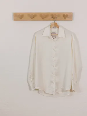Button Up Faux Silk Top