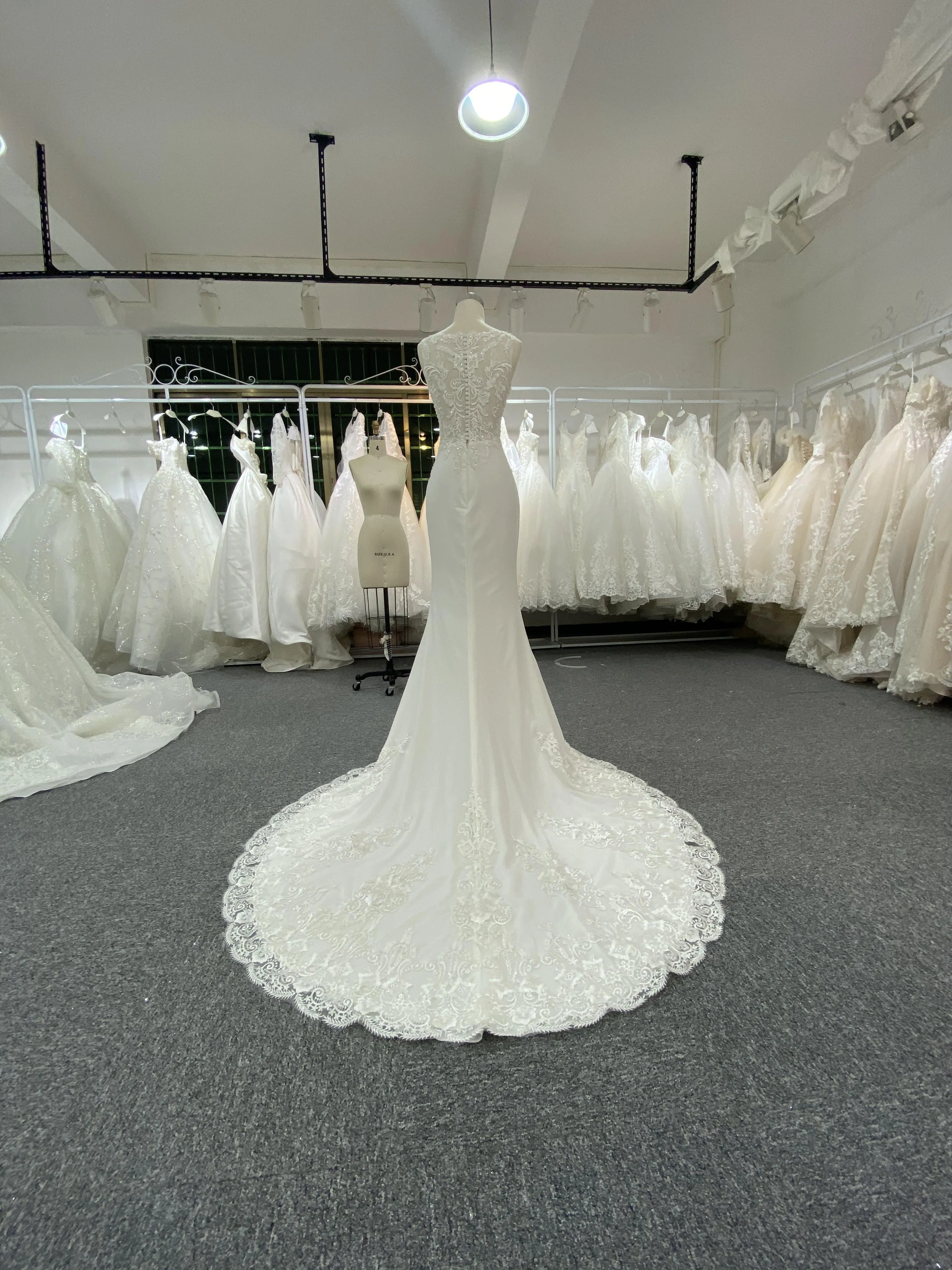 BYG high quality vintage lace satin mermaid dress