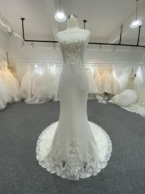 BYG high quality vintage lace satin mermaid dress