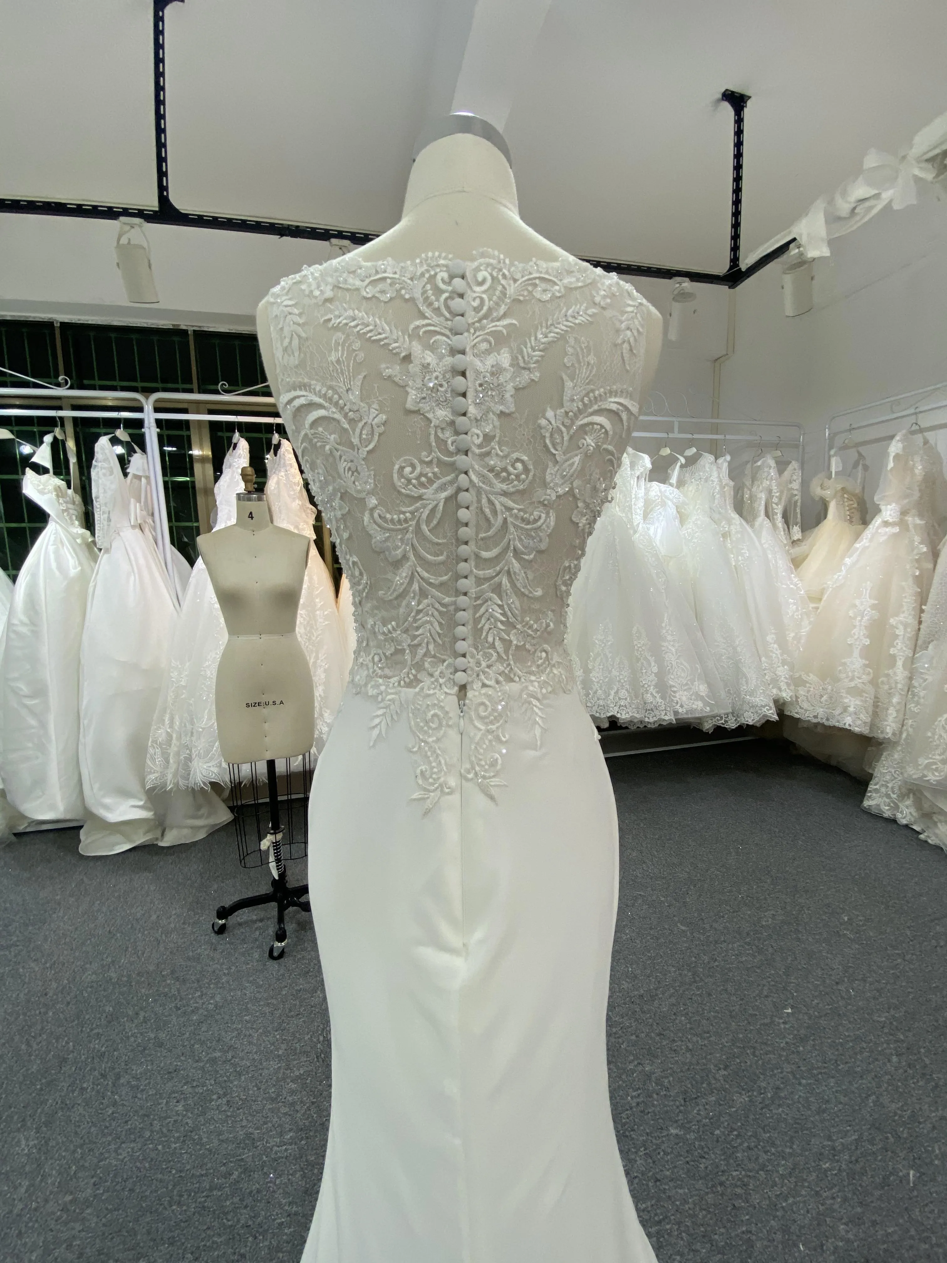 BYG high quality vintage lace satin mermaid dress