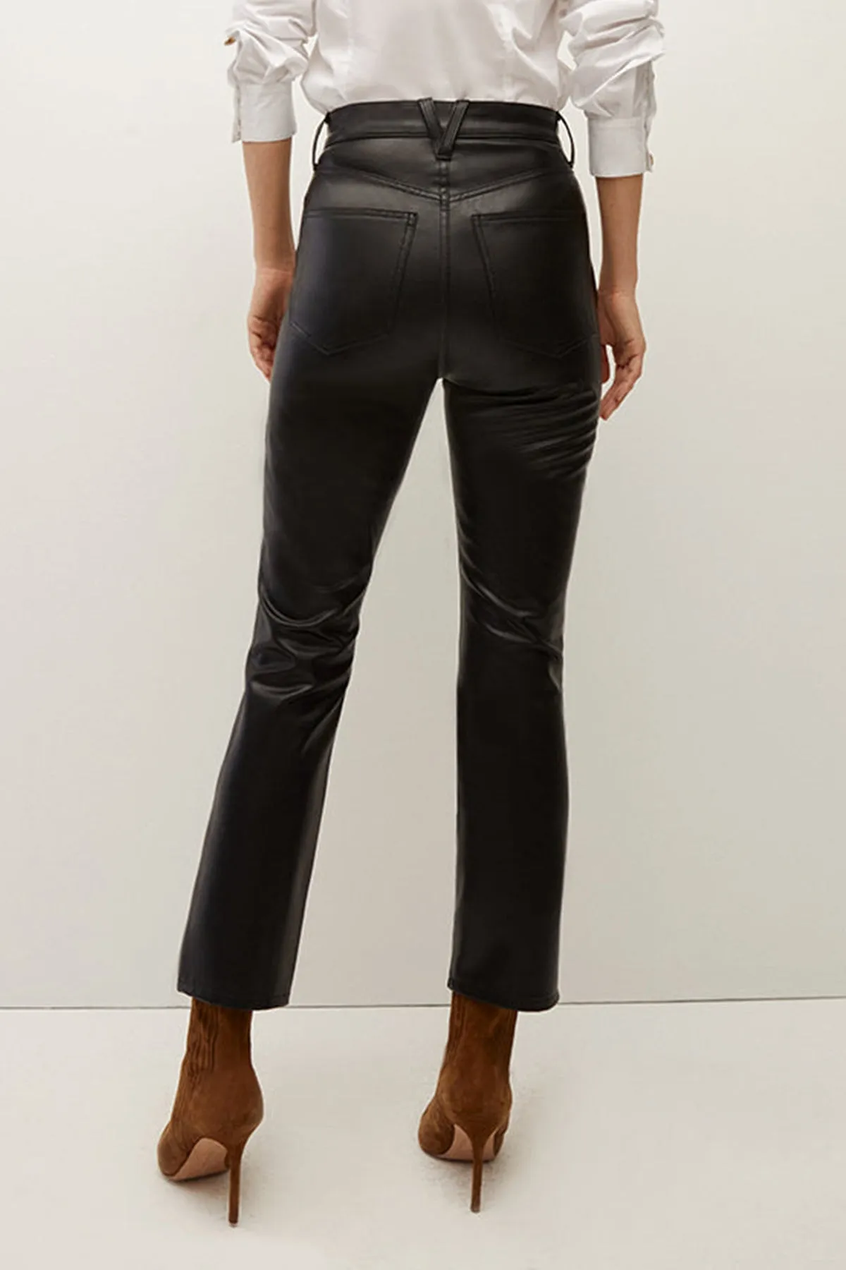Carly Kick-Flare Vegan Leather Pant in Black