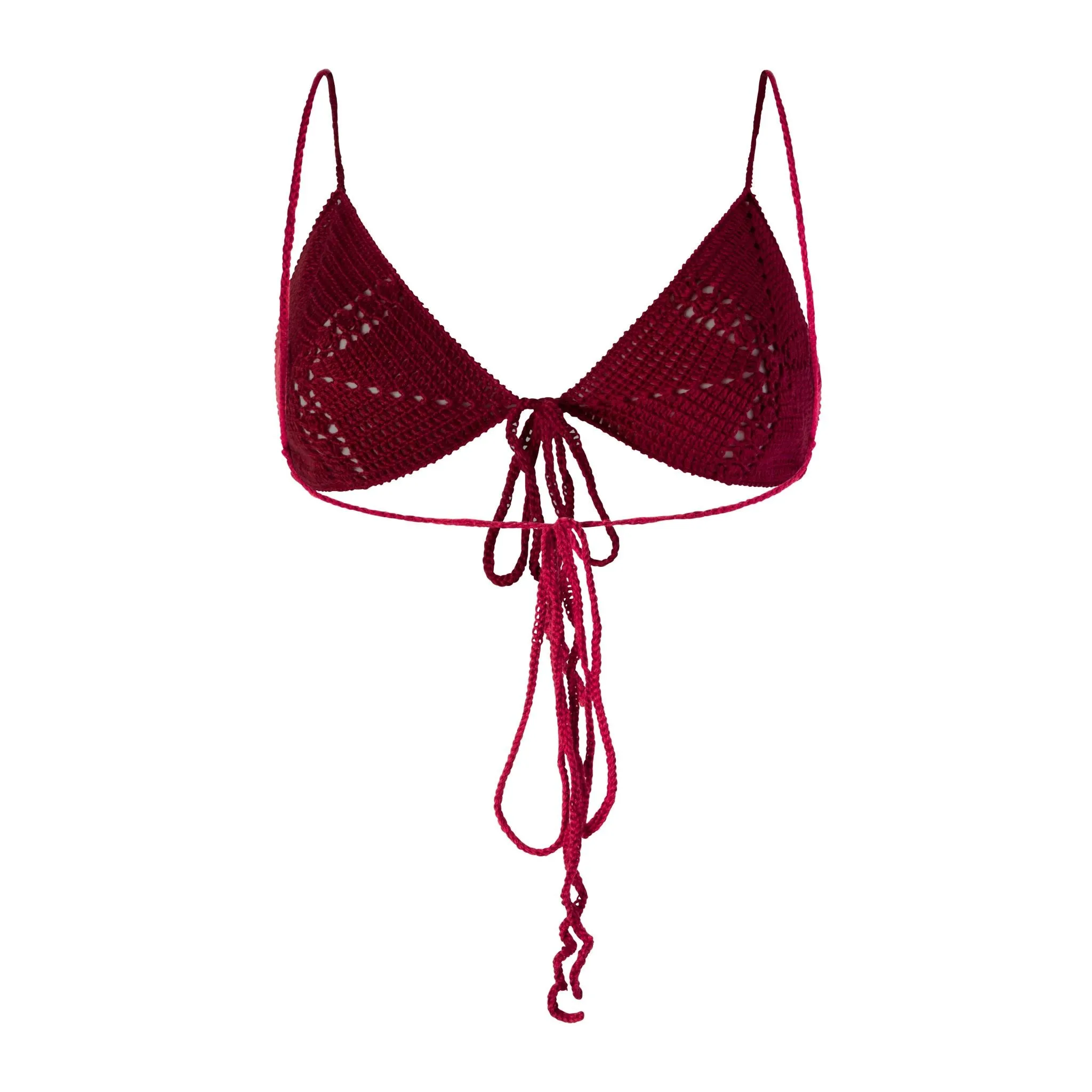 Cerise Hand Crochet Bikini Top