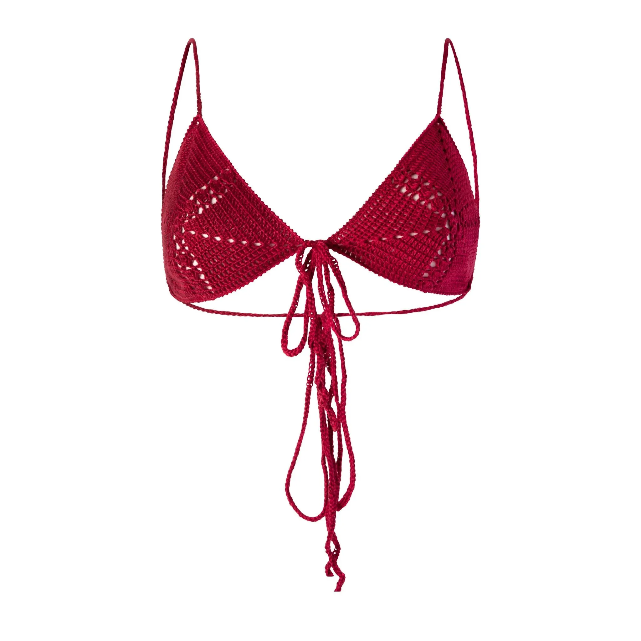 Cerise Hand Crochet Bikini Top