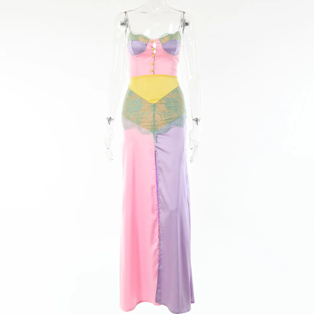 Chains Strap Sexy Satin Dress -Patchwork Bodycon Mini Party Dress