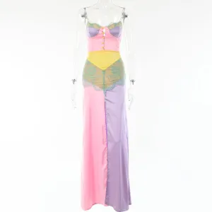 Chains Strap Sexy Satin Dress -Patchwork Bodycon Mini Party Dress