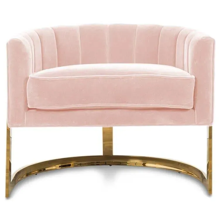 Channel Velvet Stainless steel Armchair - Pink