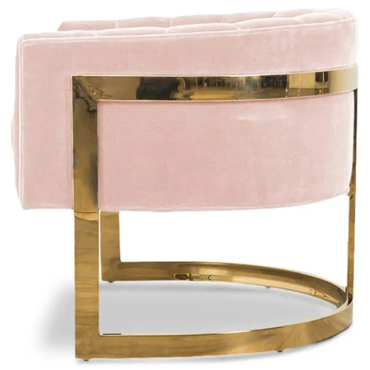 Channel Velvet Stainless steel Armchair - Pink