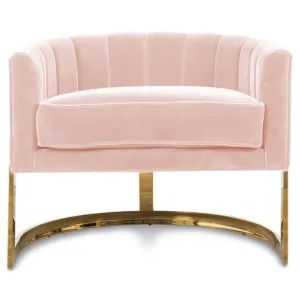 Channel Velvet Stainless steel Armchair - Pink