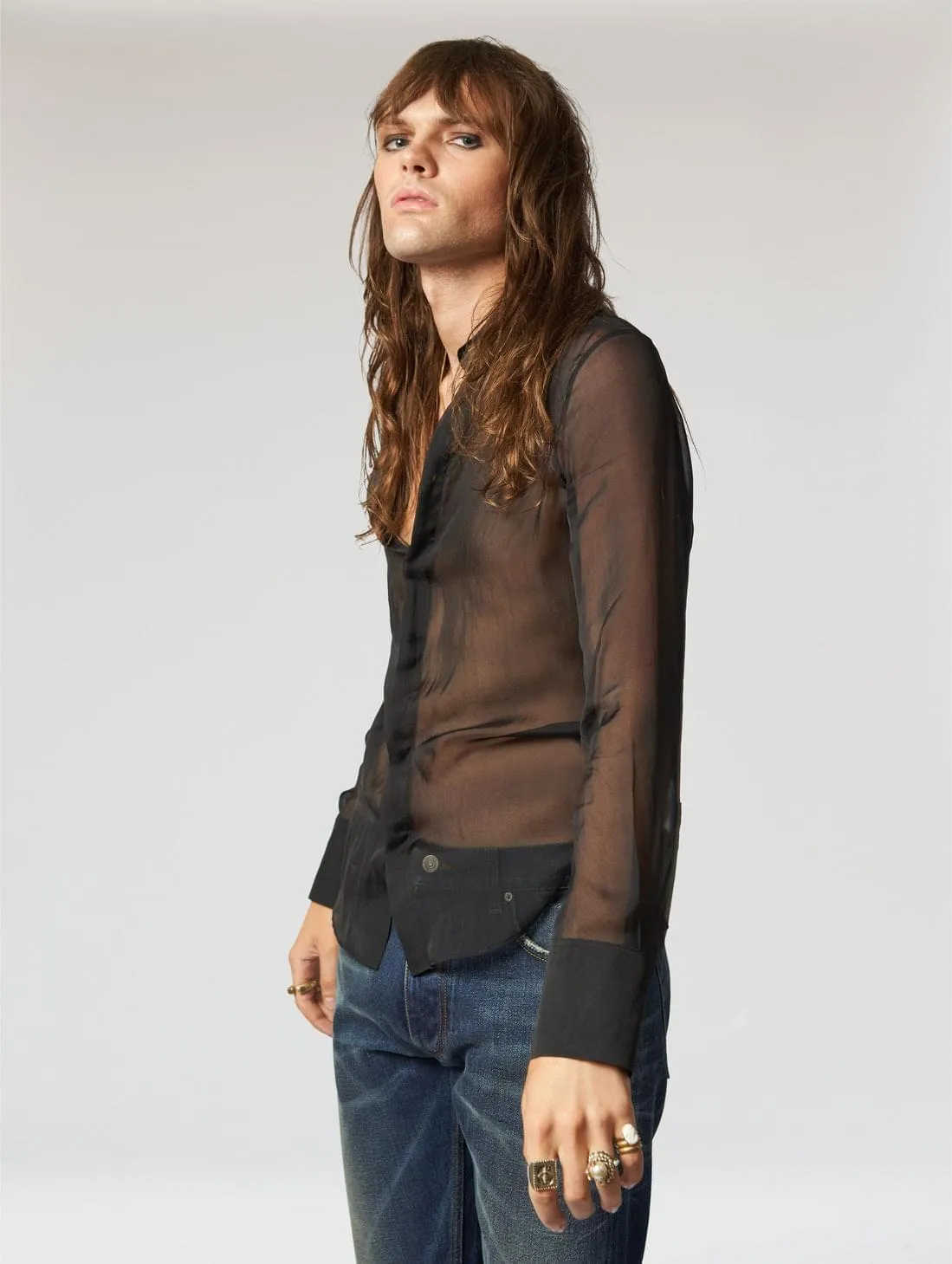 CHANTAL SILK SHIRT IN BLACK - Man