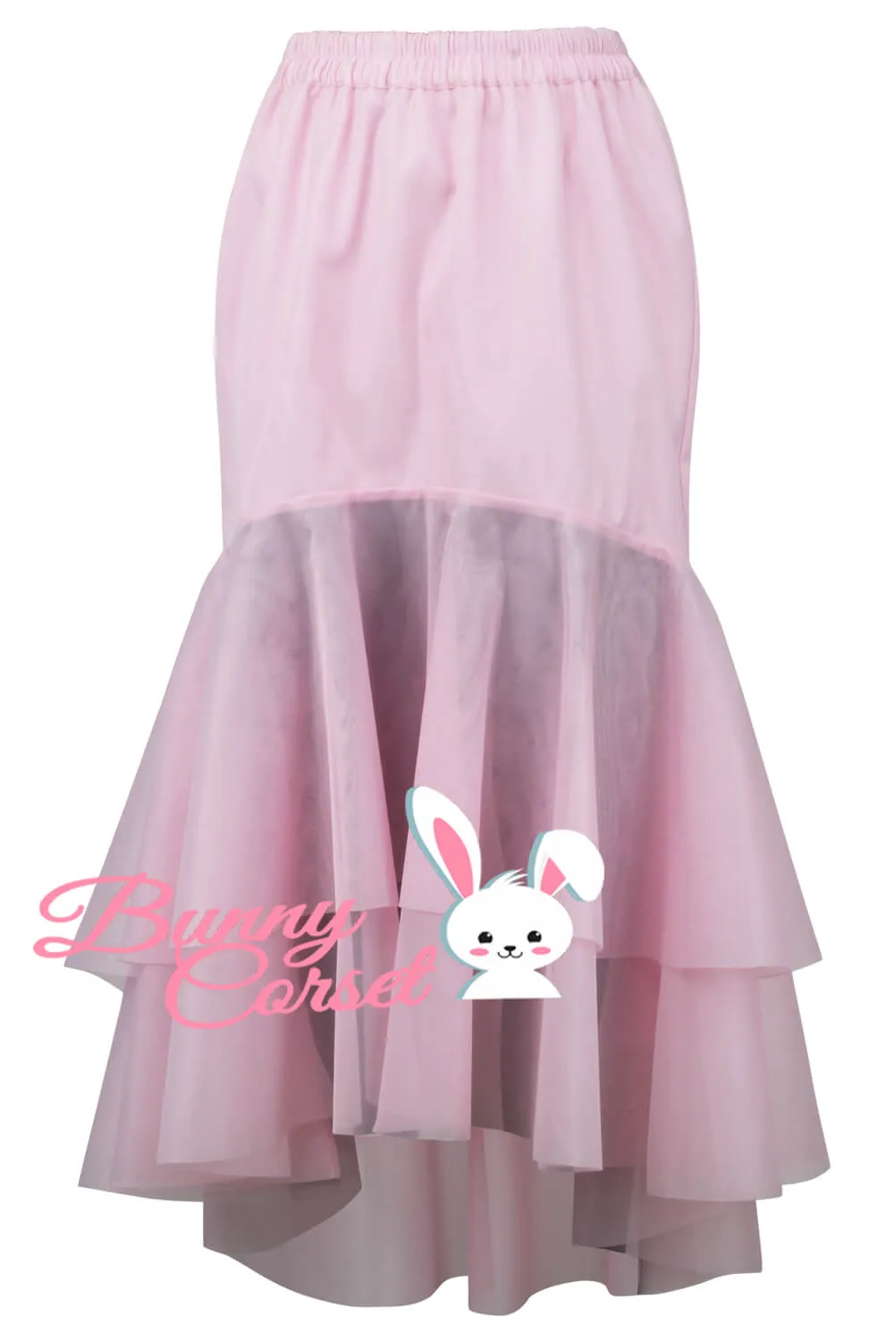 Charlie Pink Satin & Mesh Net Elasticated Skirt