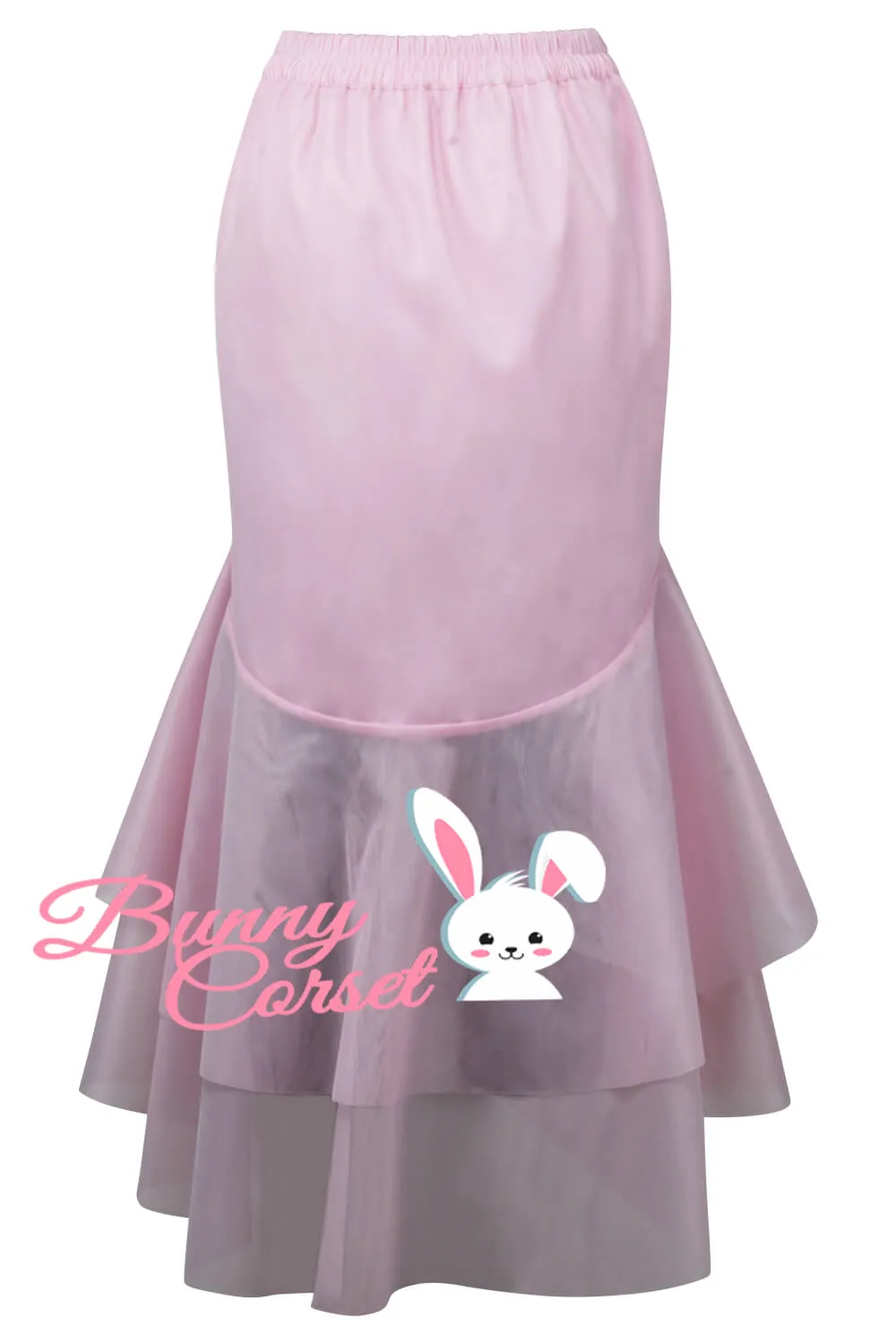 Charlie Pink Satin & Mesh Net Elasticated Skirt