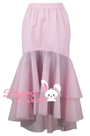 Charlie Pink Satin & Mesh Net Elasticated Skirt