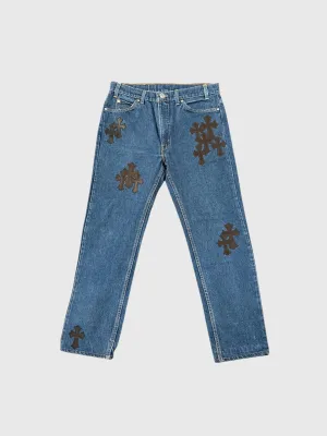 Chrome Hearts Levi's Cross Patch Blue Wash Denim Jeans