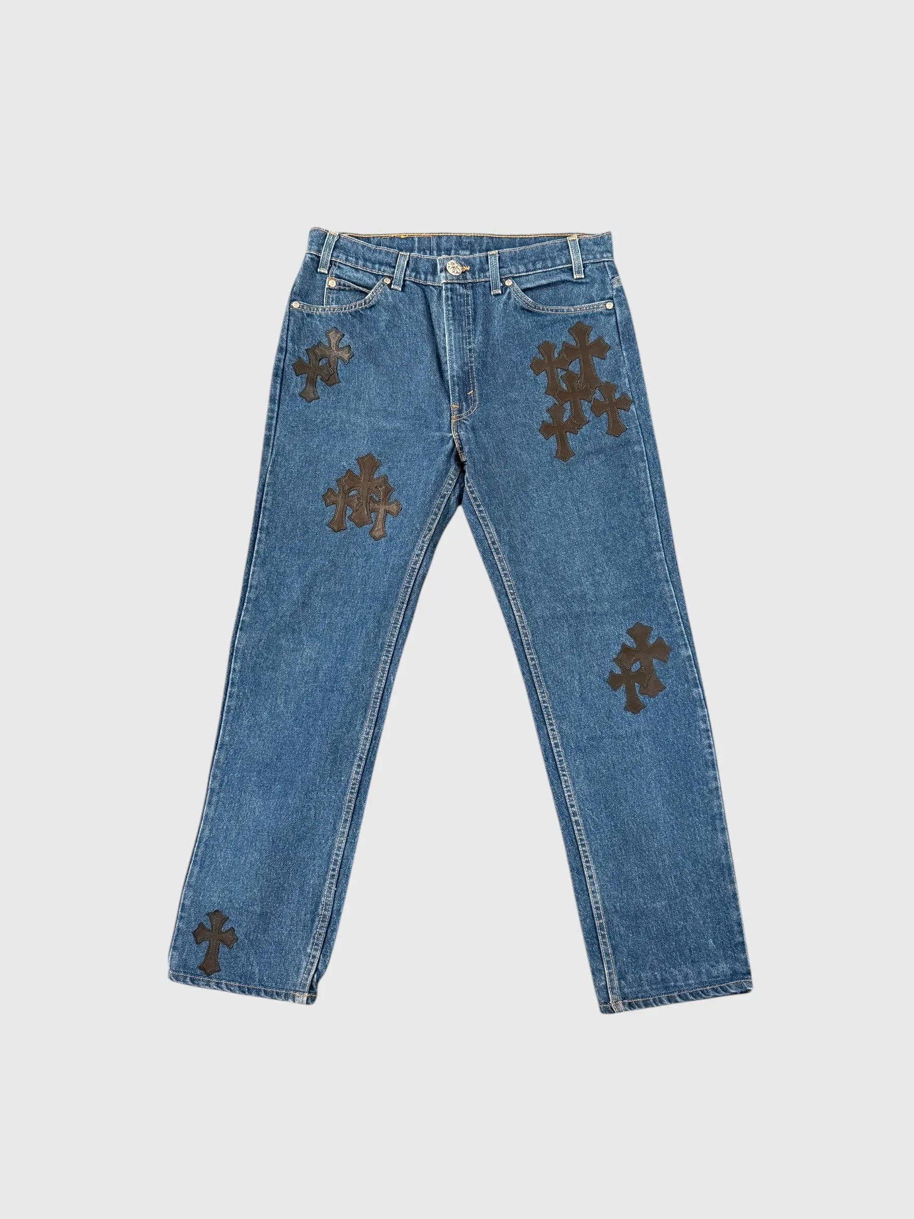 Chrome Hearts Levi's Cross Patch Blue Wash Denim Jeans