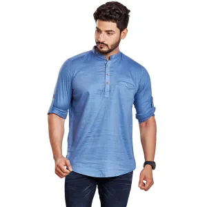 Classic Blue Short Silk Kurta
