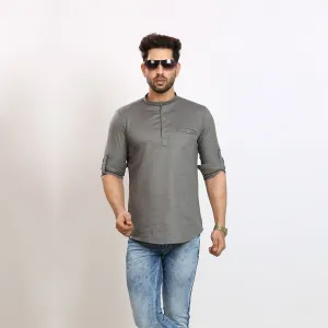 Classic Grey Short Silk Kurta