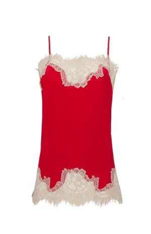 Coco Lace Silk Straight Cami Fiery Red