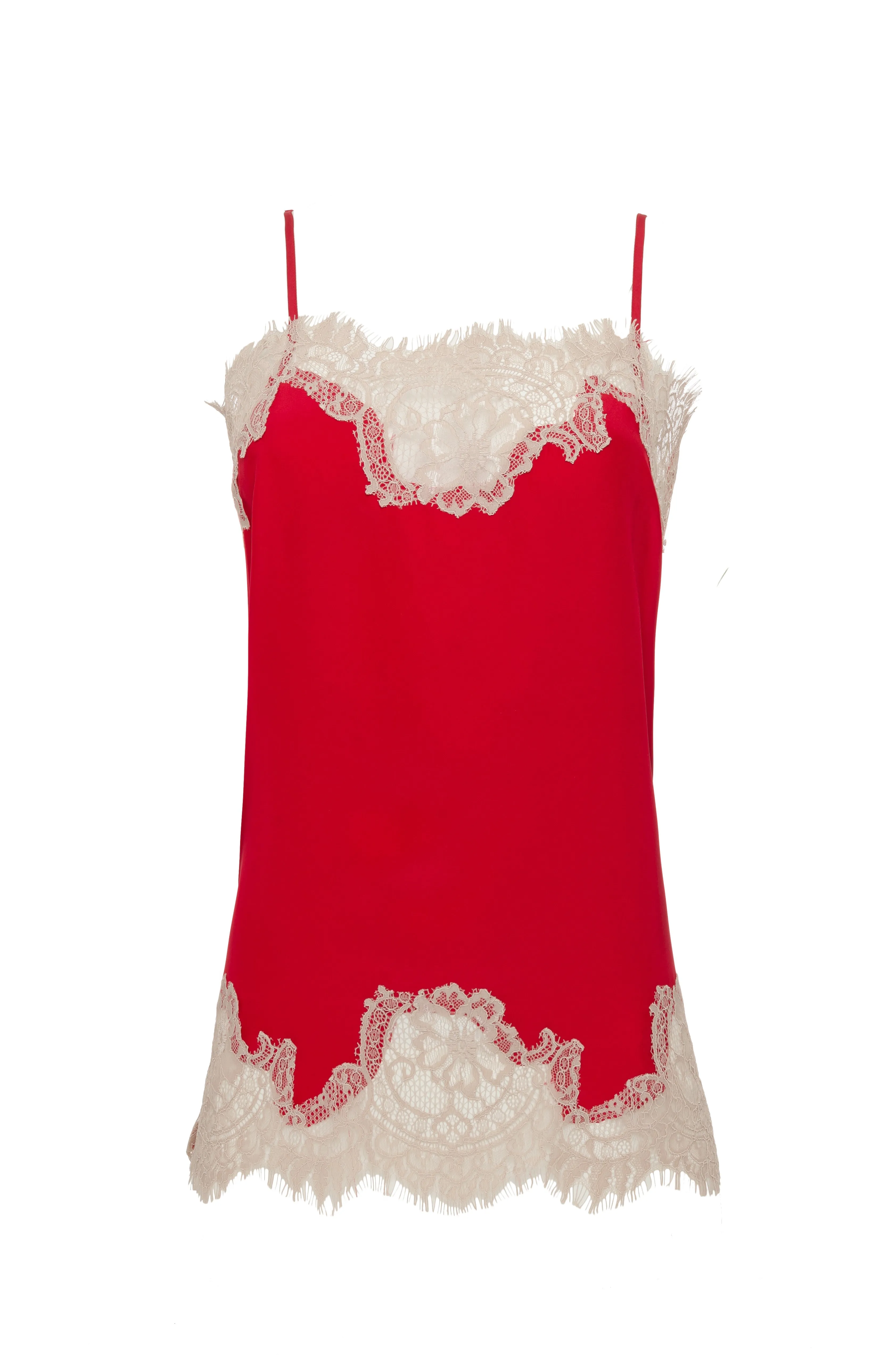 Coco Lace Silk Straight Cami Fiery Red
