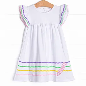 Color Craze Applique Dress, White