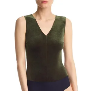 Commando -  Velvet V-Neck Bodysuit Dark Olive