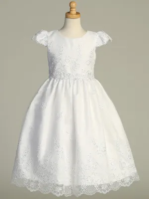 Corded Embroidered Tulle First Communion Dress with Sequins - SP209