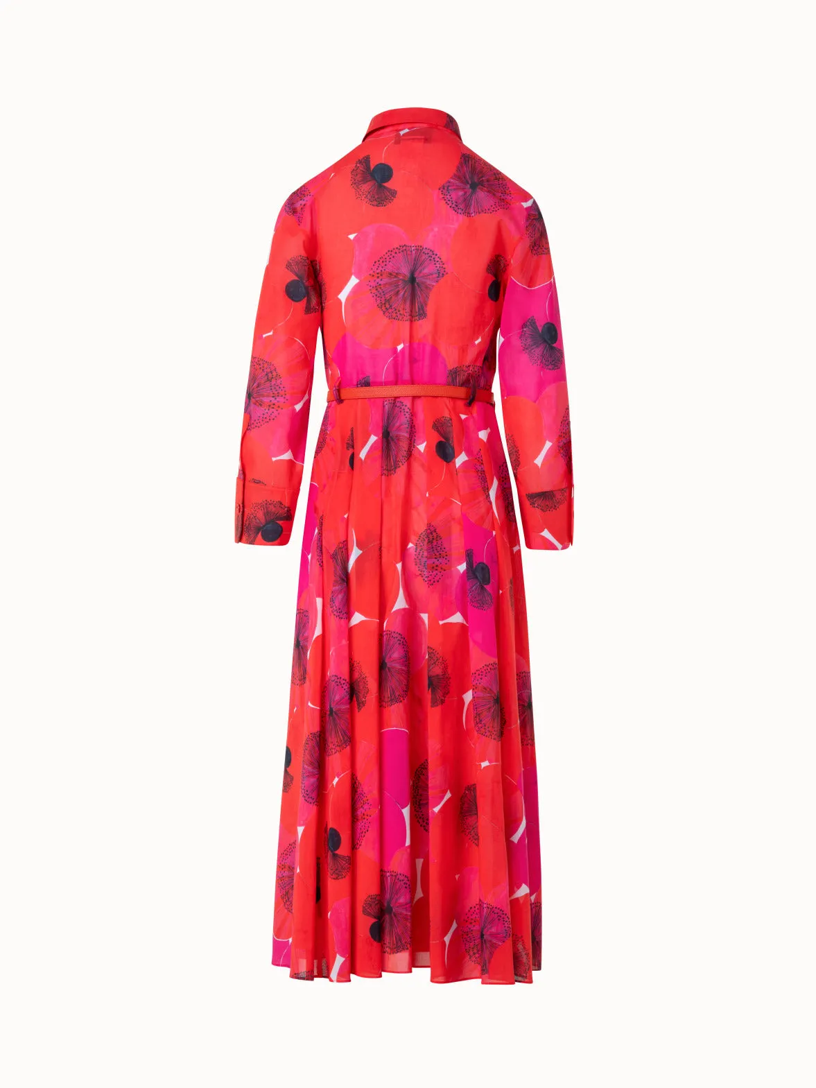 Cotton Midi Shirt Dress in Poppy Print