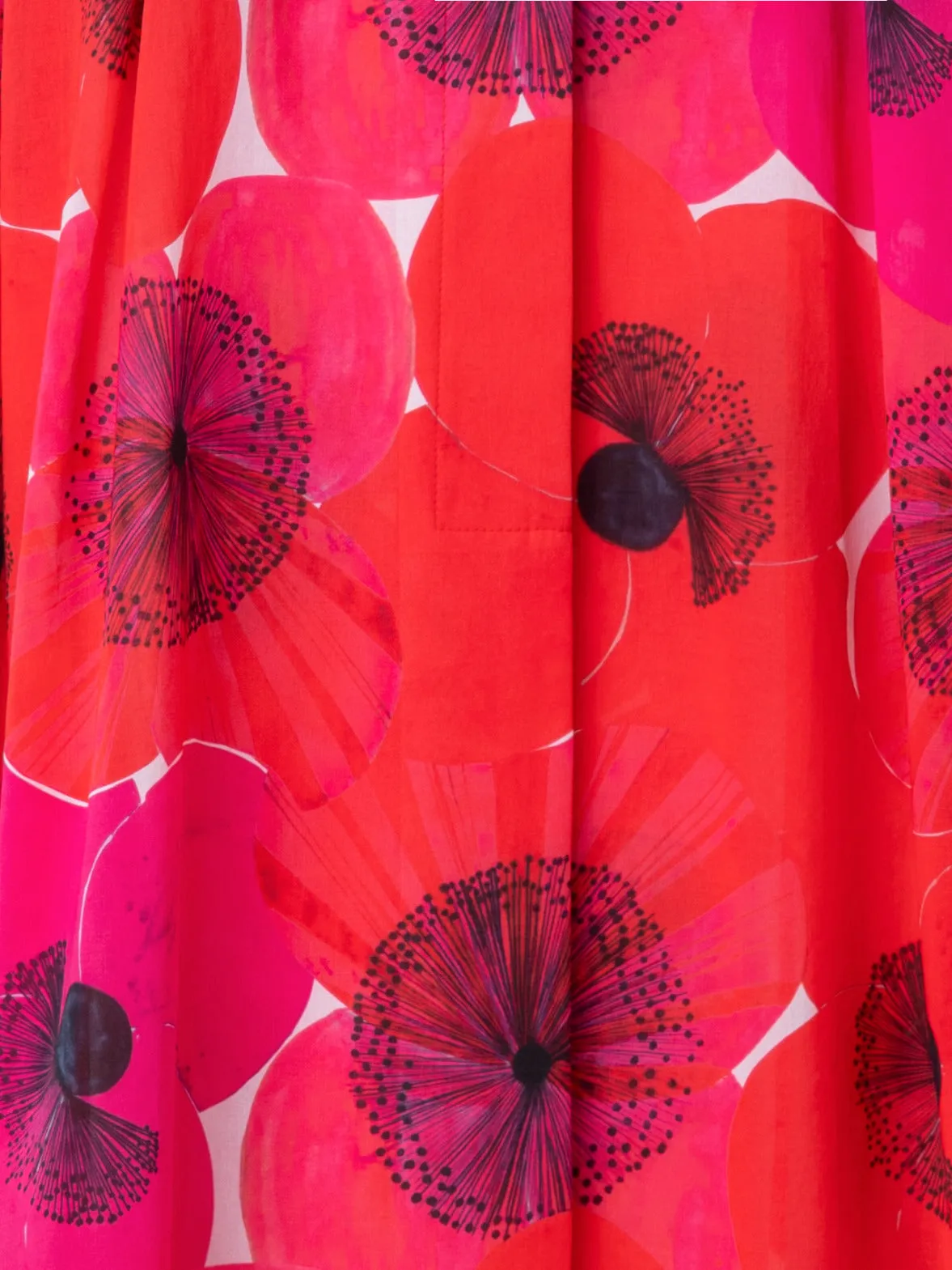 Cotton Midi Shirt Dress in Poppy Print