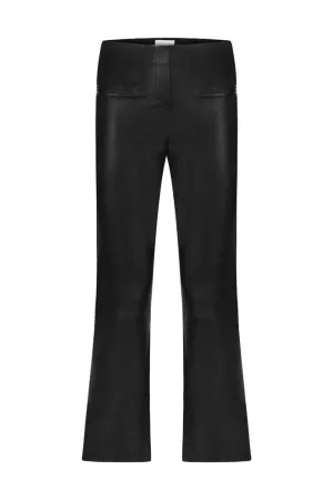 CROP LEATHER PANTS BLACK