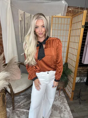 Curvy & Reg Rust Silk Top