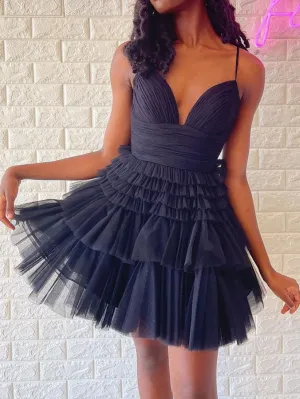 Cute Black Short Prom Dress, Black Homecoming Dresses