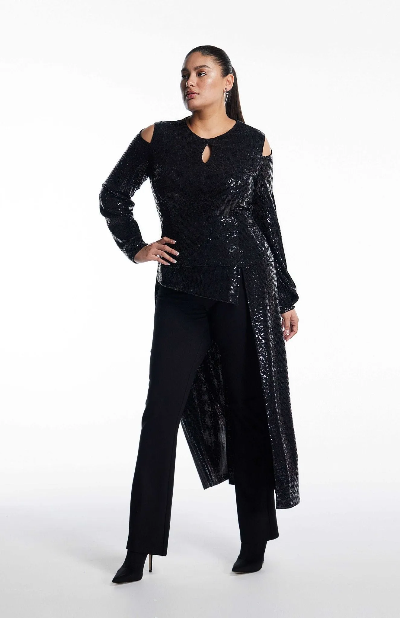 Cypreea | Dazzling Drama: Curve Sequin Top