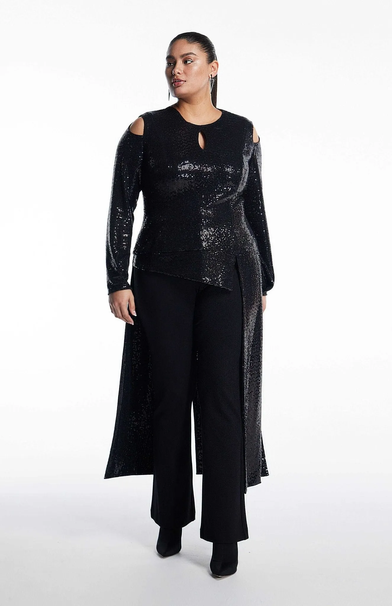 Cypreea | Dazzling Drama: Curve Sequin Top