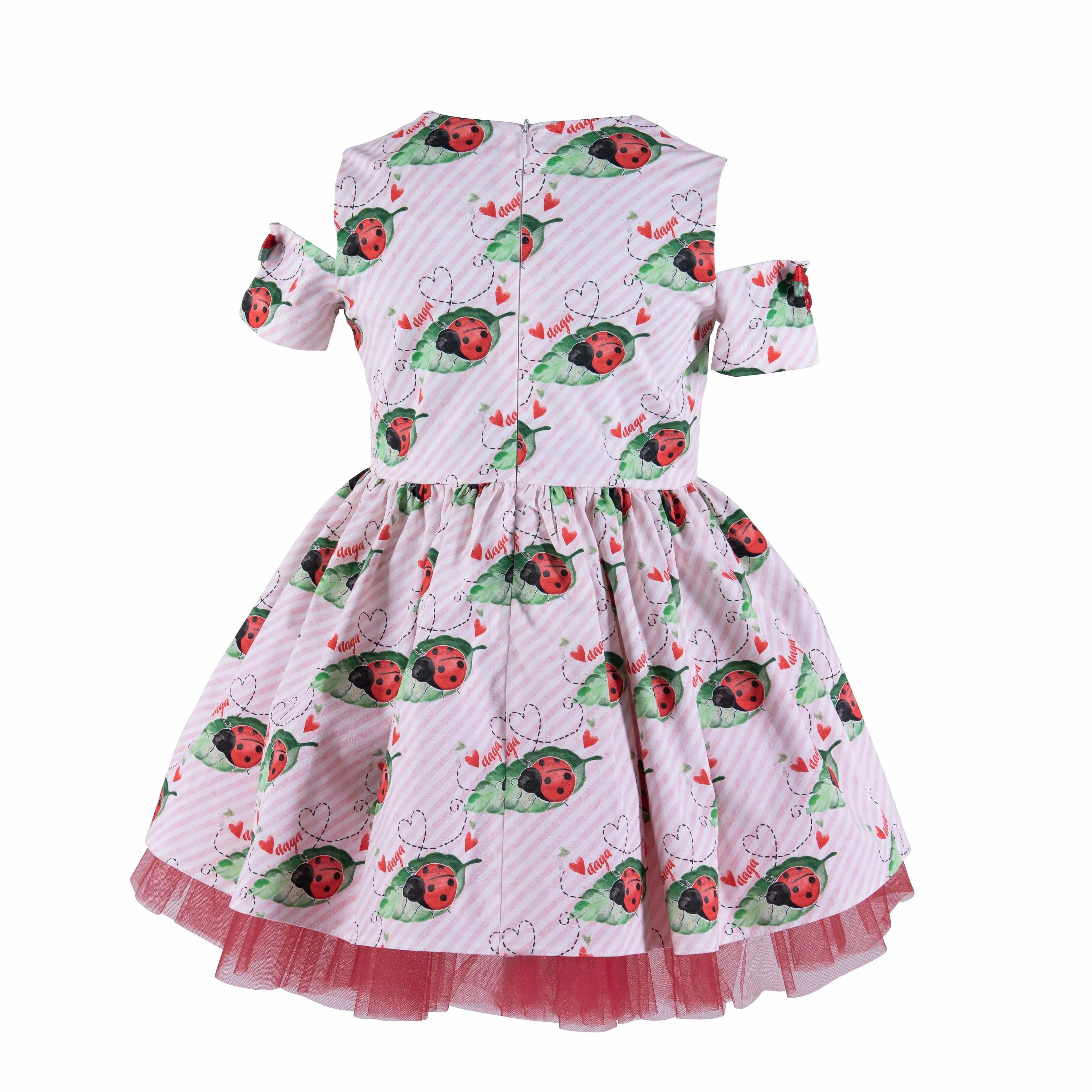 Daga - Crazy Ladybirds Off The Shoulder Dress - White