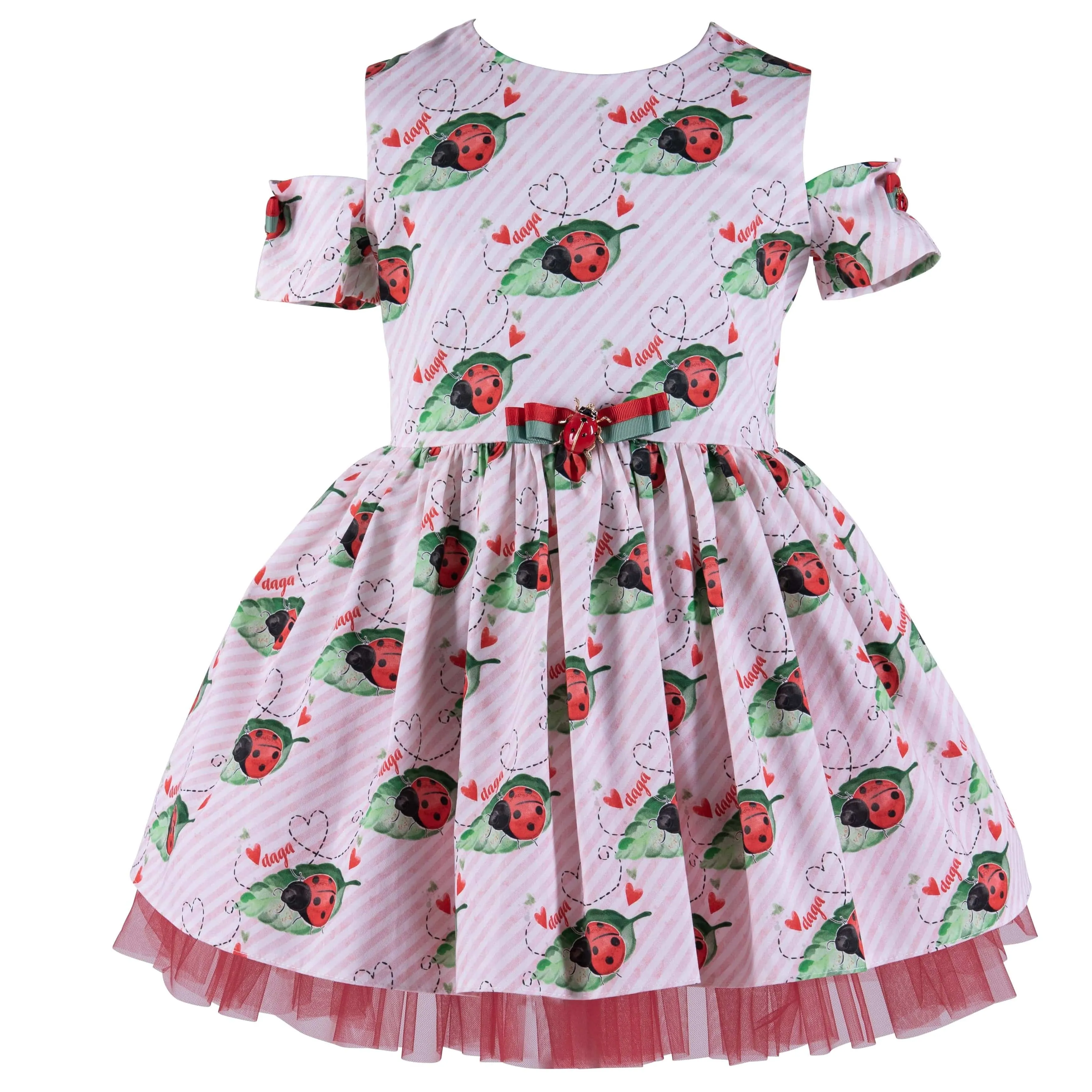 Daga - Crazy Ladybirds Off The Shoulder Dress - White