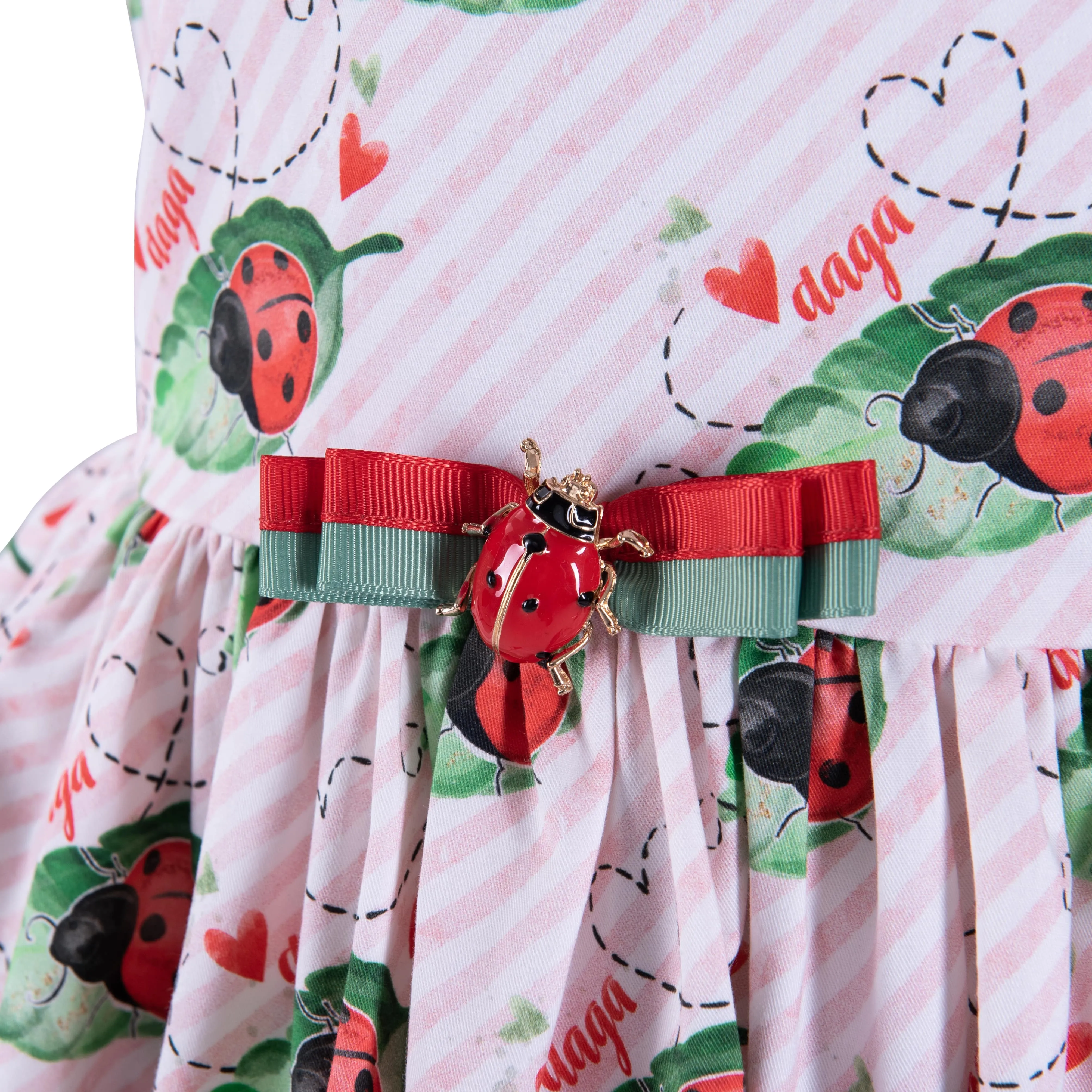 Daga - Crazy Ladybirds Off The Shoulder Dress - White