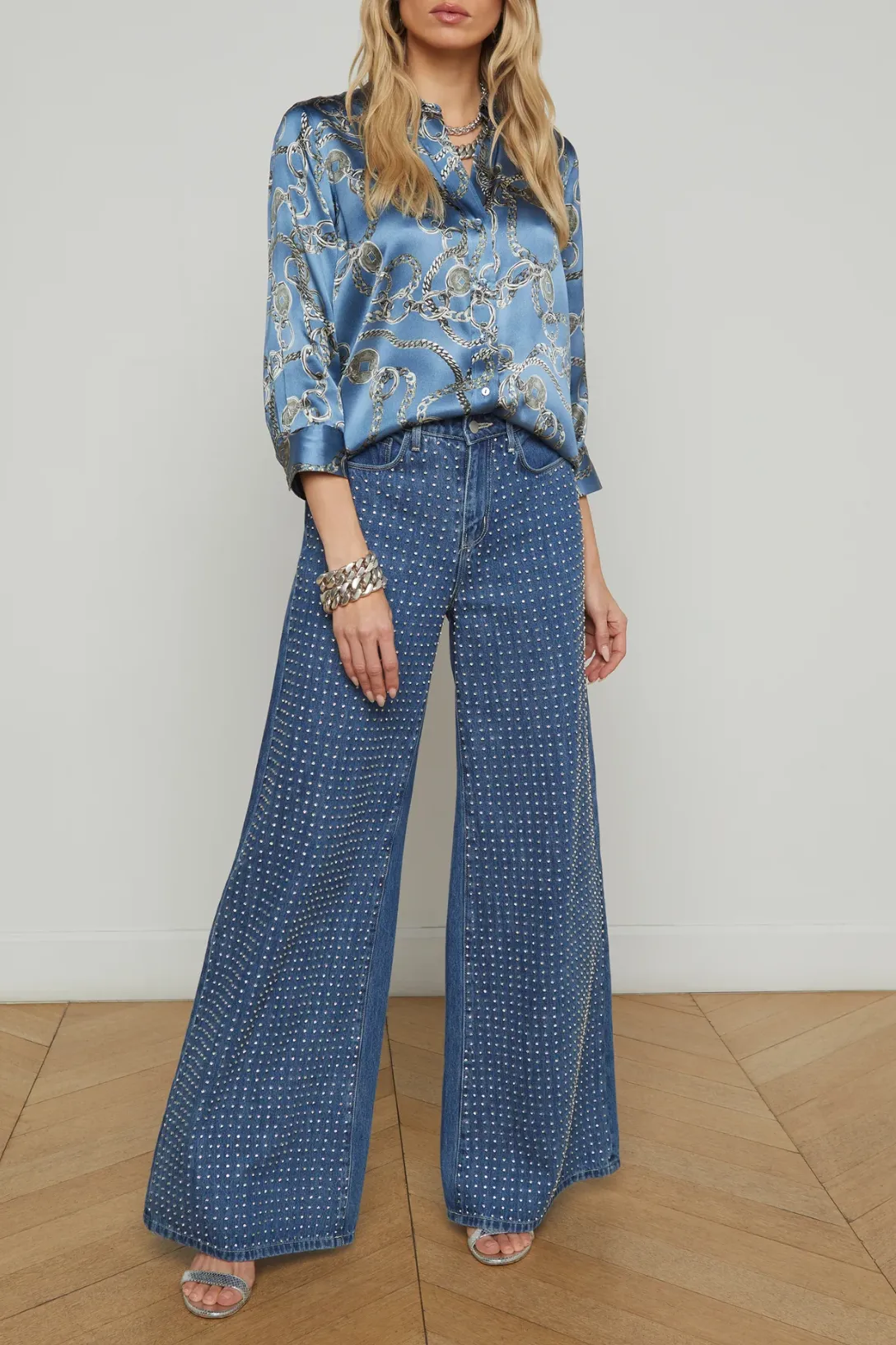 Dani Silk Blouse | Blue Horizon / Silver Good Luck Chain