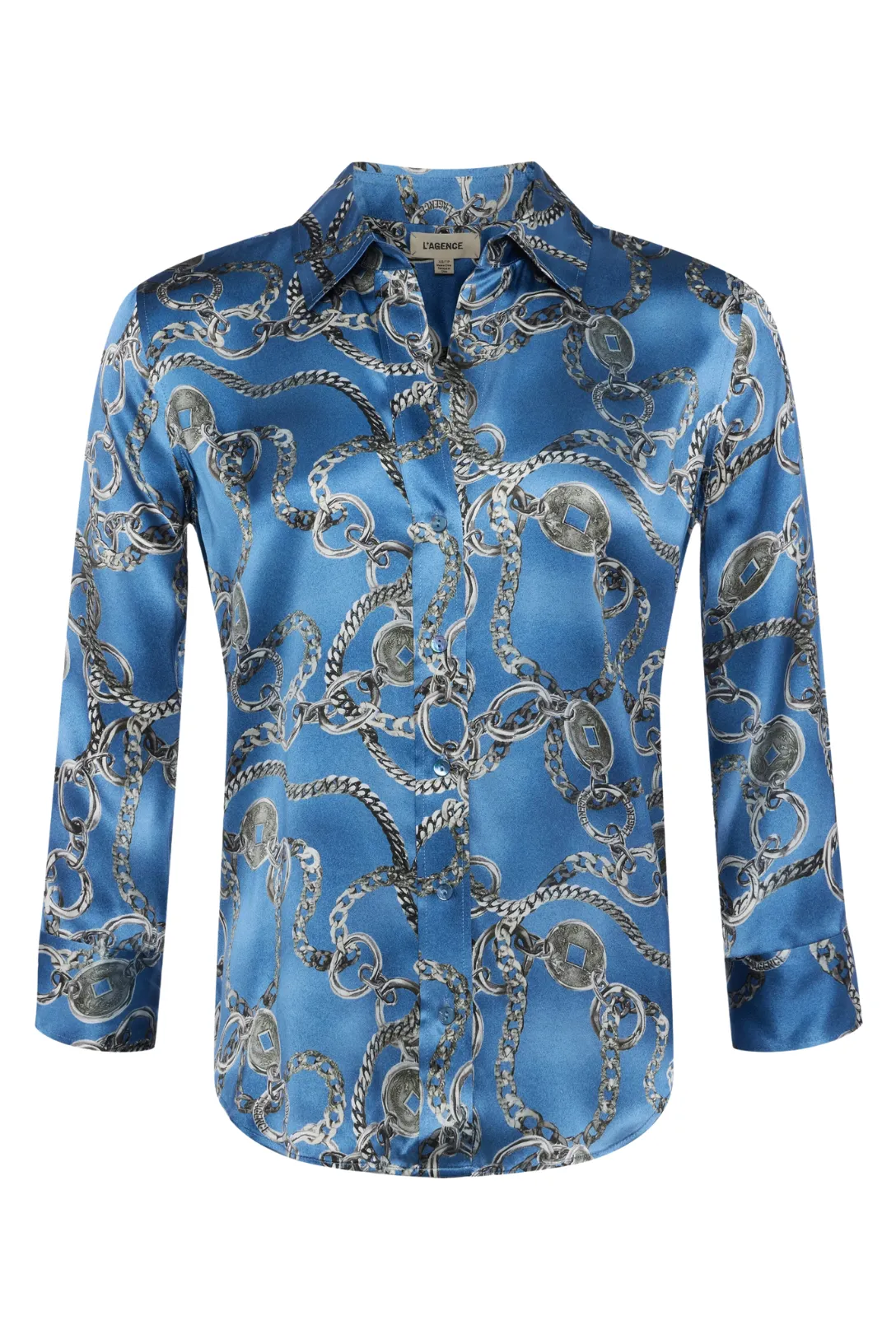 Dani Silk Blouse | Blue Horizon / Silver Good Luck Chain