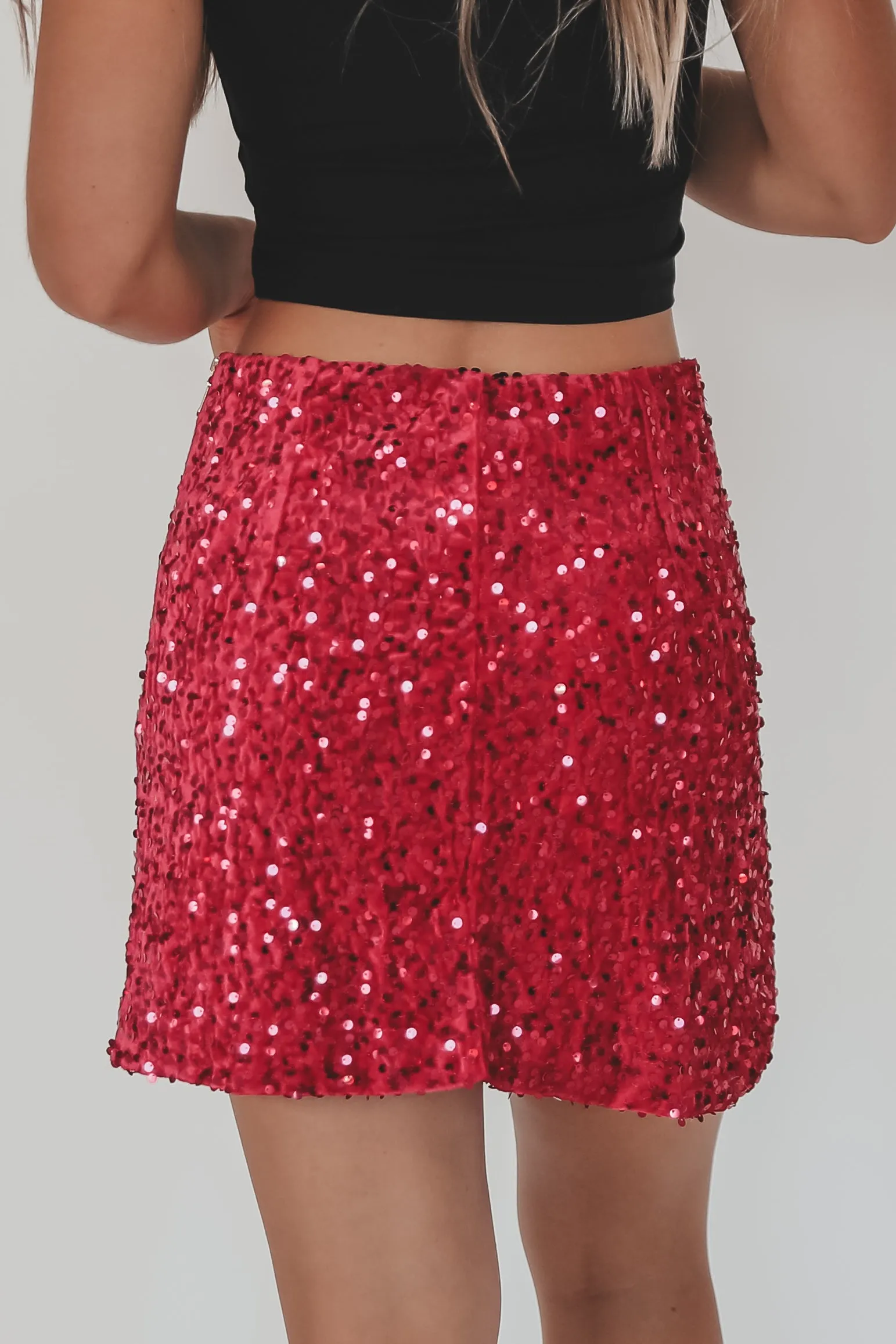 DEAL A Moment For The Sequin High Slit Fuchsia Mini Skirt
