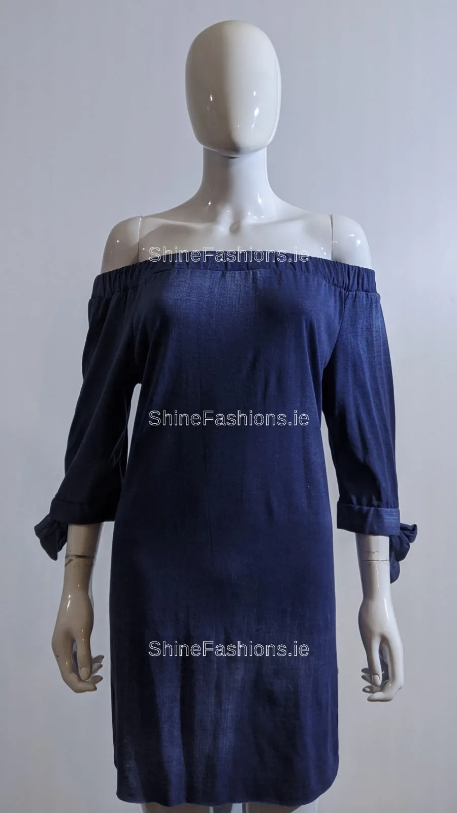 Denim Blue Off Shoulder Dress