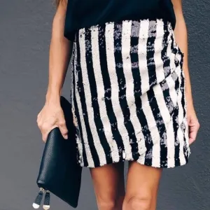DO BE Striped Sequin Skirt M