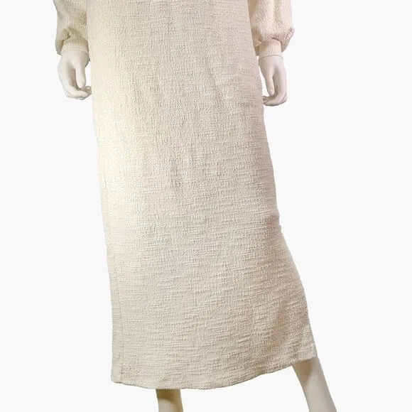 DOLAN Long-Sleeve Jacqueline Belted Midaxi Pencil Dress (Ivory | Size S)
