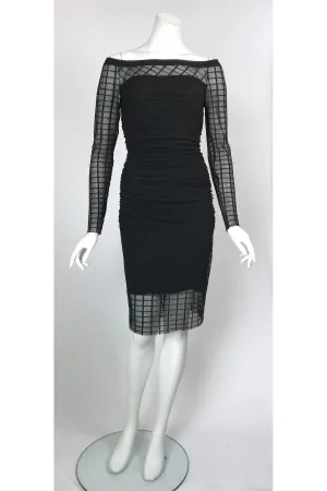 DOLCEVITA Slightly  Off-Shoulder Fitted Dress with Long Sleeves