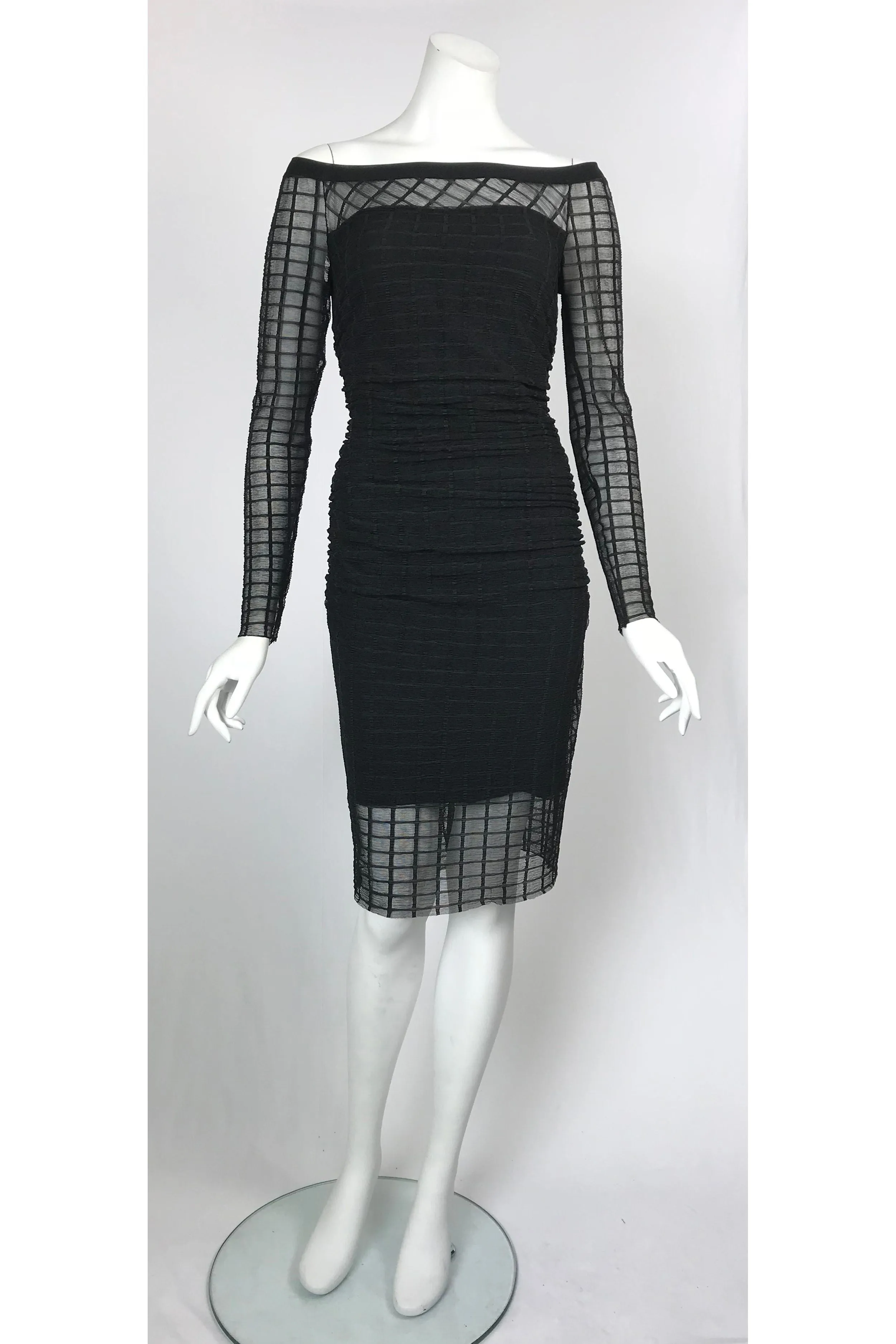 DOLCEVITA Slightly  Off-Shoulder Fitted Dress with Long Sleeves