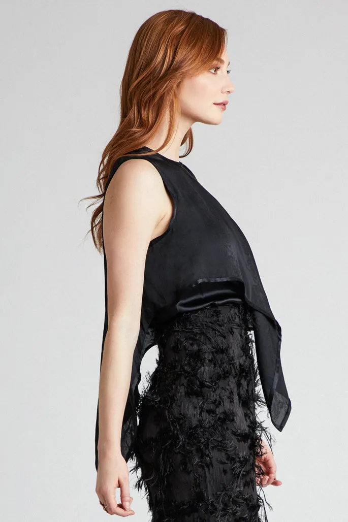 Draped Silk Jacquard Blouse