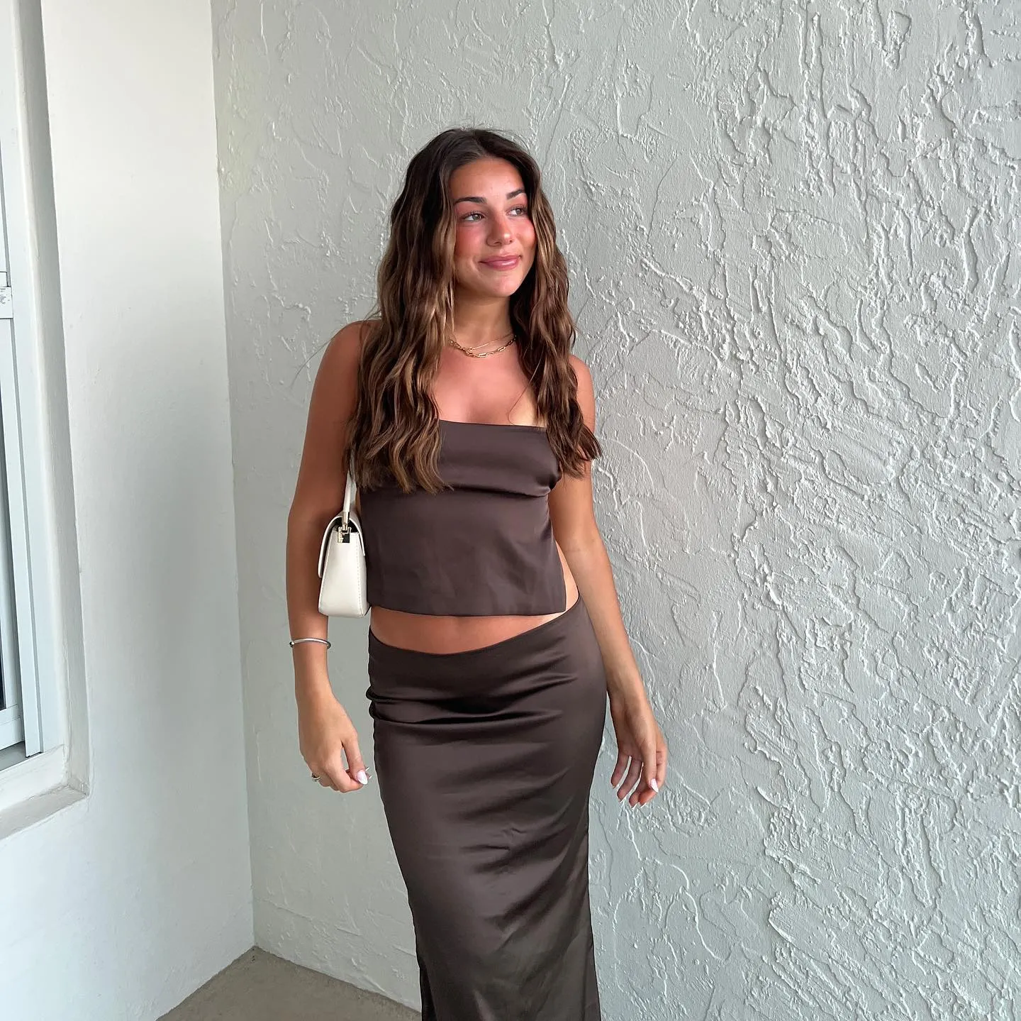 Edikted - Open Satin Set in Brown