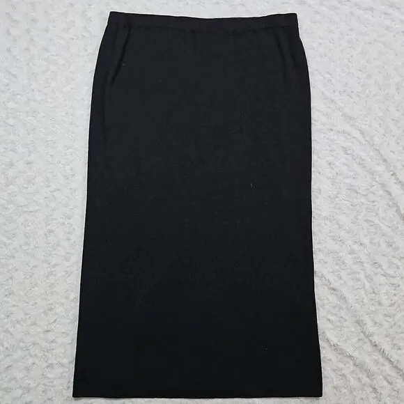 Eileen Fisher black office dress with Italian yarn 100% wool Womens Large Petite