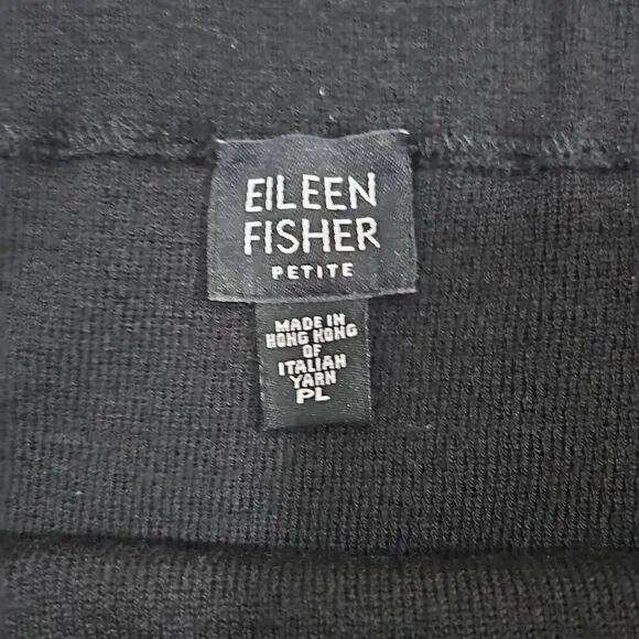 Eileen Fisher black office dress with Italian yarn 100% wool Womens Large Petite