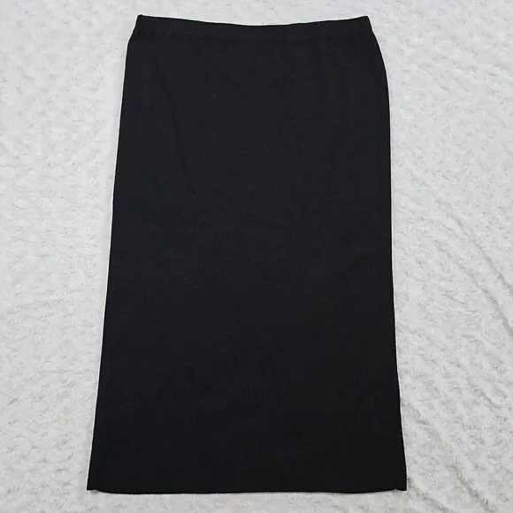 Eileen Fisher black office dress with Italian yarn 100% wool Womens Large Petite